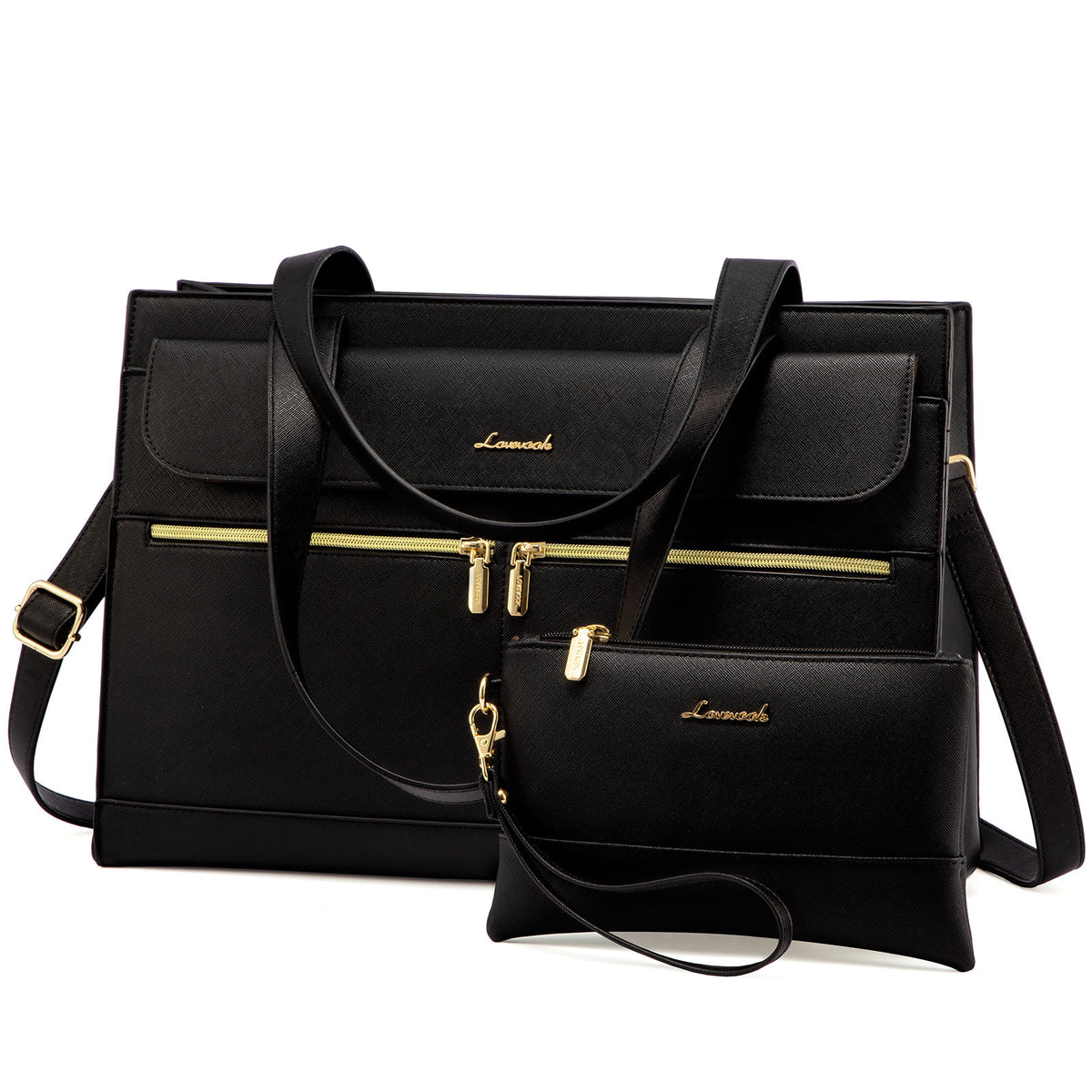 PU Leather Laptop Tote Bag for Women, 15.6-Inch Business Briefcase Shoulder Handbag with Large Capacity