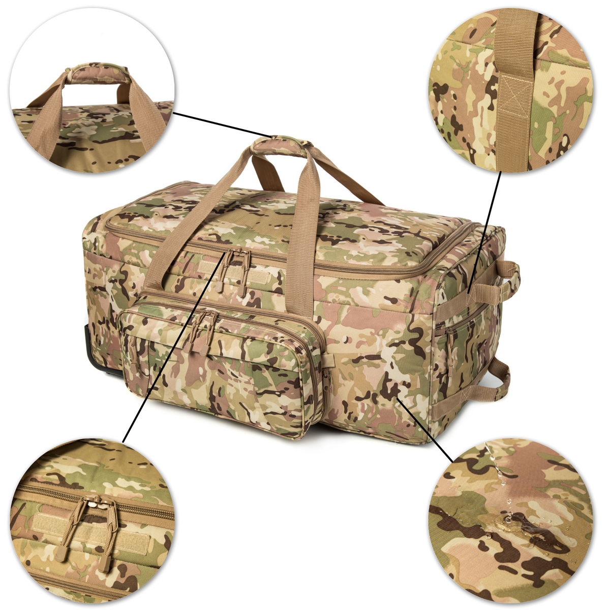 Tactical Duffle Bag, Large Capacity Travel Gear Bag for Camping, Hiking and Outdoor Adventures